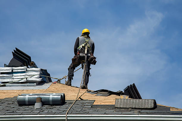 Professional Gutter Installation technician working in Moorland, IA